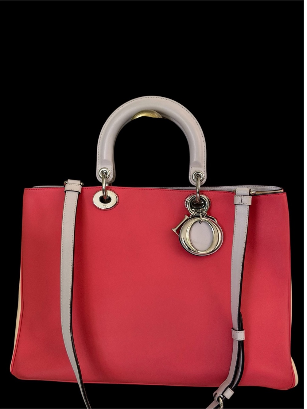Christian Dior Diorissimo Large Tri-Color Calfskin Leather Tote